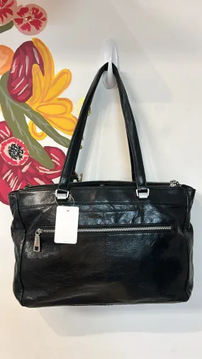 Hobo Black Triple Compartment Shoulder Bag, 16"X10.5"