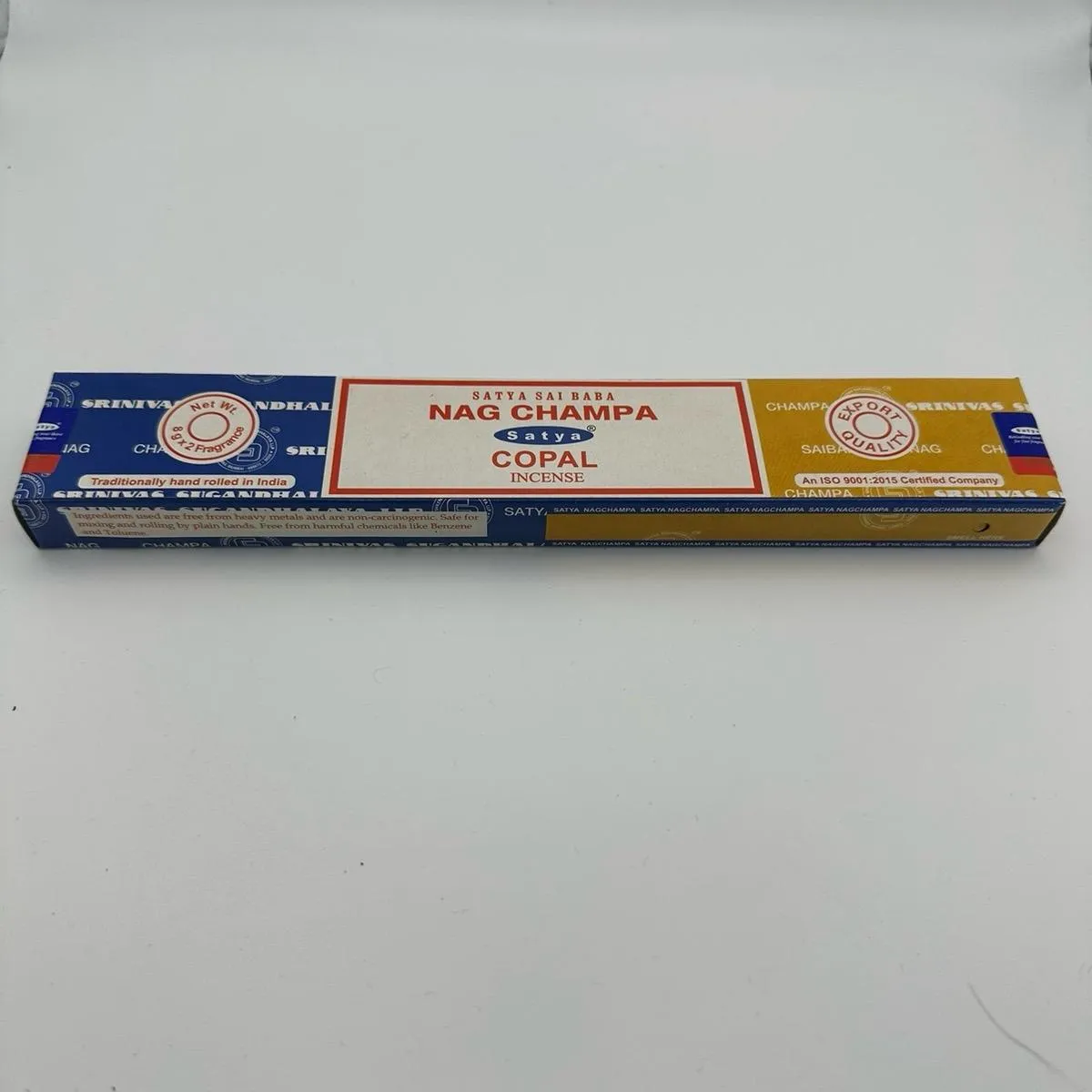 Incense burner with brass inlay and 1 pack Nag Champa Copal and 1 pack Nag Champa Sensation