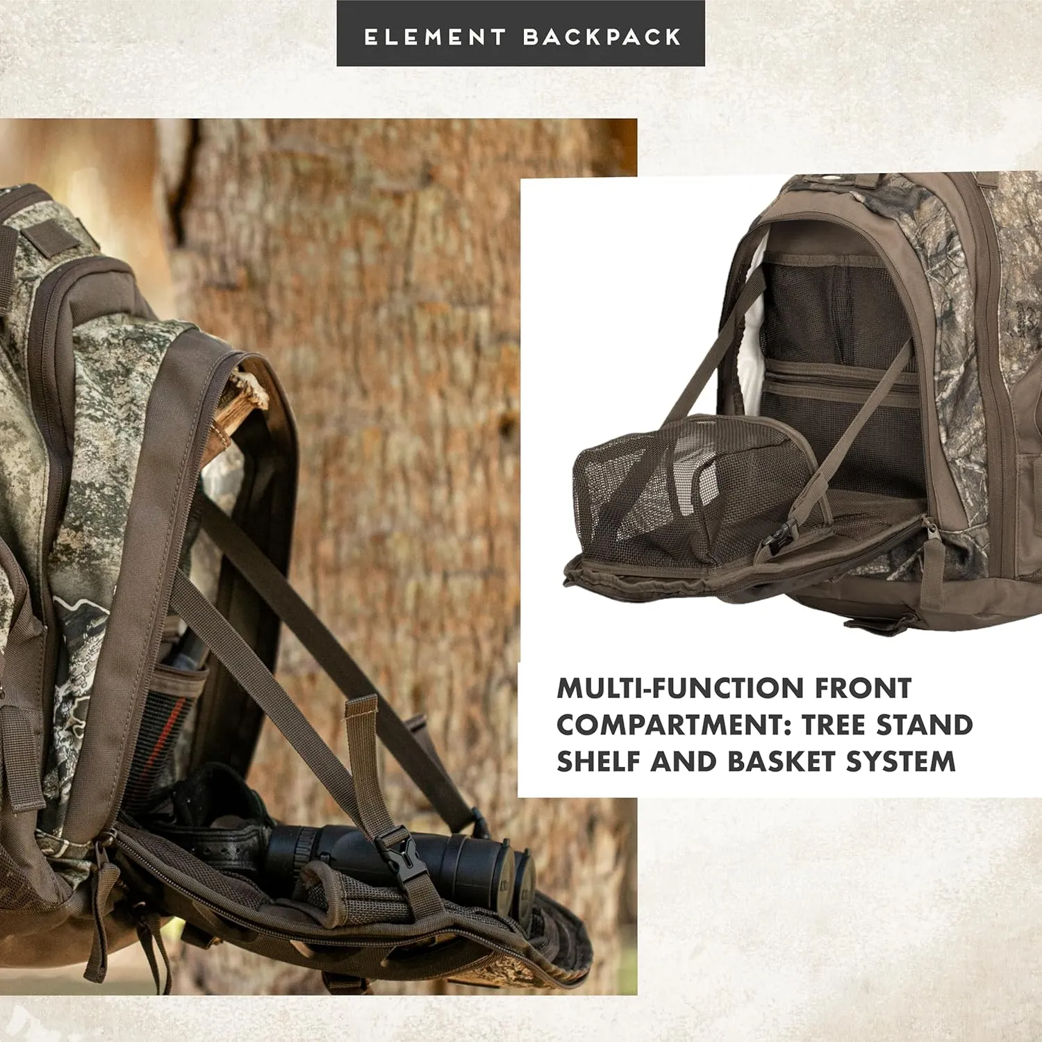 Insights Hunting by frogg toggs - The Element, Heavy Duty 1,831 Cubic Inch Hiking Fishing Camping Hunting Backpack, Realtree Timber