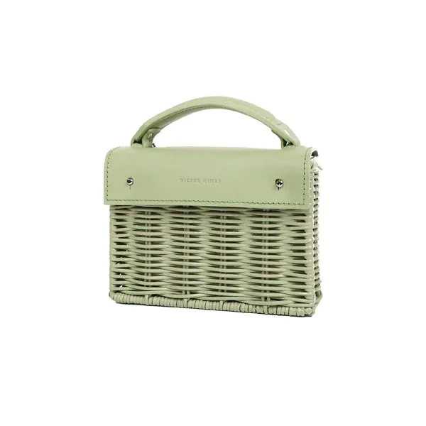 Kuai Mini Wicker Handbag - Sage