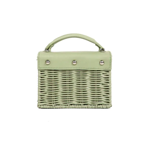 Kuai Mini Wicker Handbag - Sage