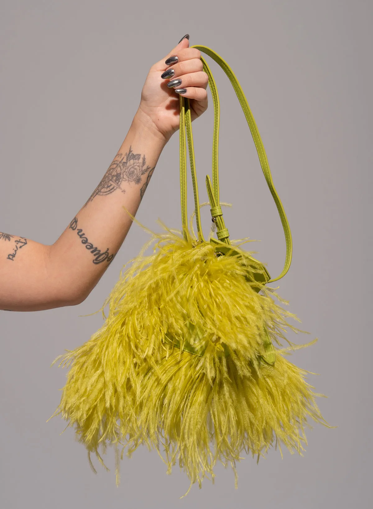 LIME FEATHER BAG