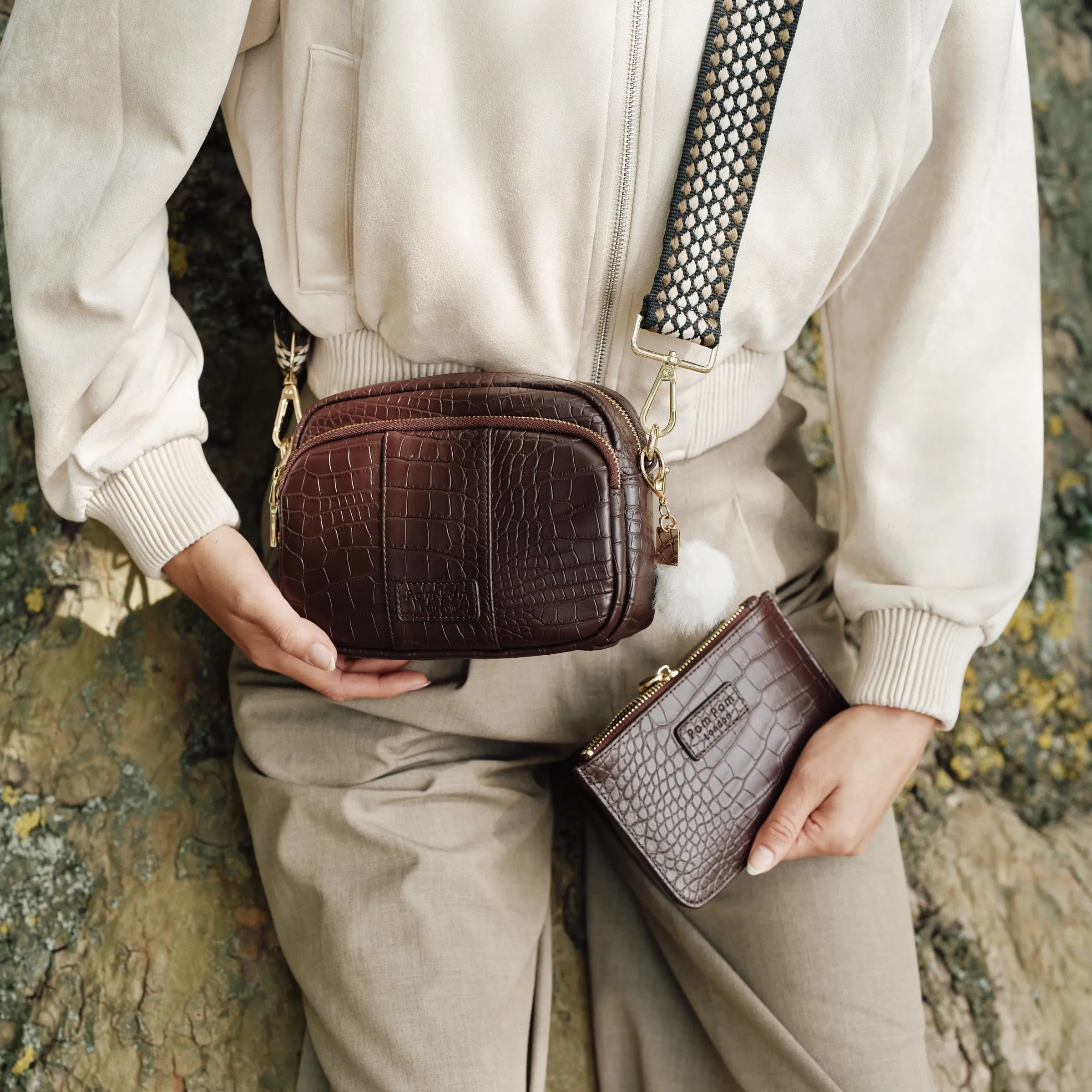 Mayfair Bag Croc Chocolate & Accessories