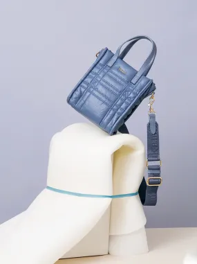 MINI QUILTED LEATHER TOTE CERULEAN BLUE