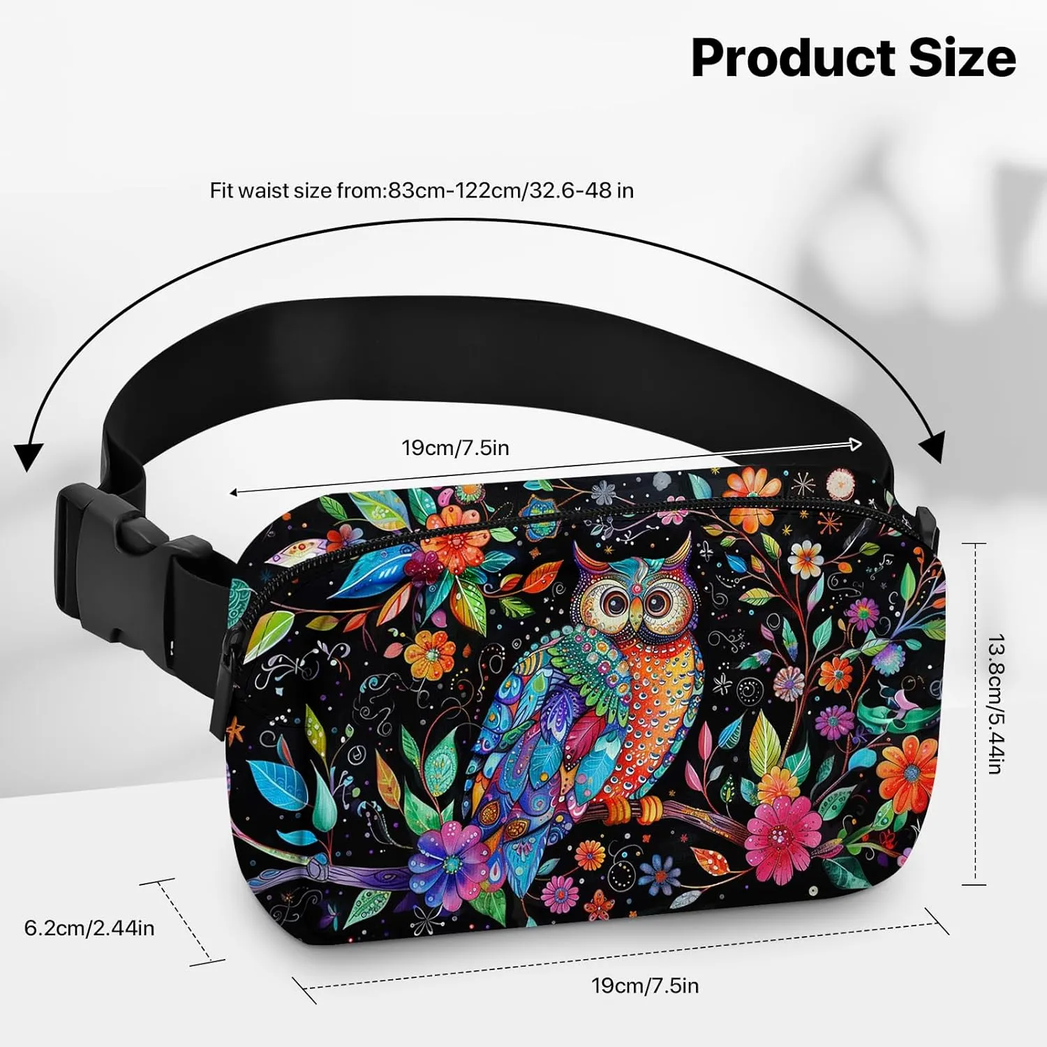 Owl Fanny Pack for Women Men Belt Bag Waterproof Waist Bags With Adjustable Straps Phone Purse Wallet Presents for Travel Sports Workout