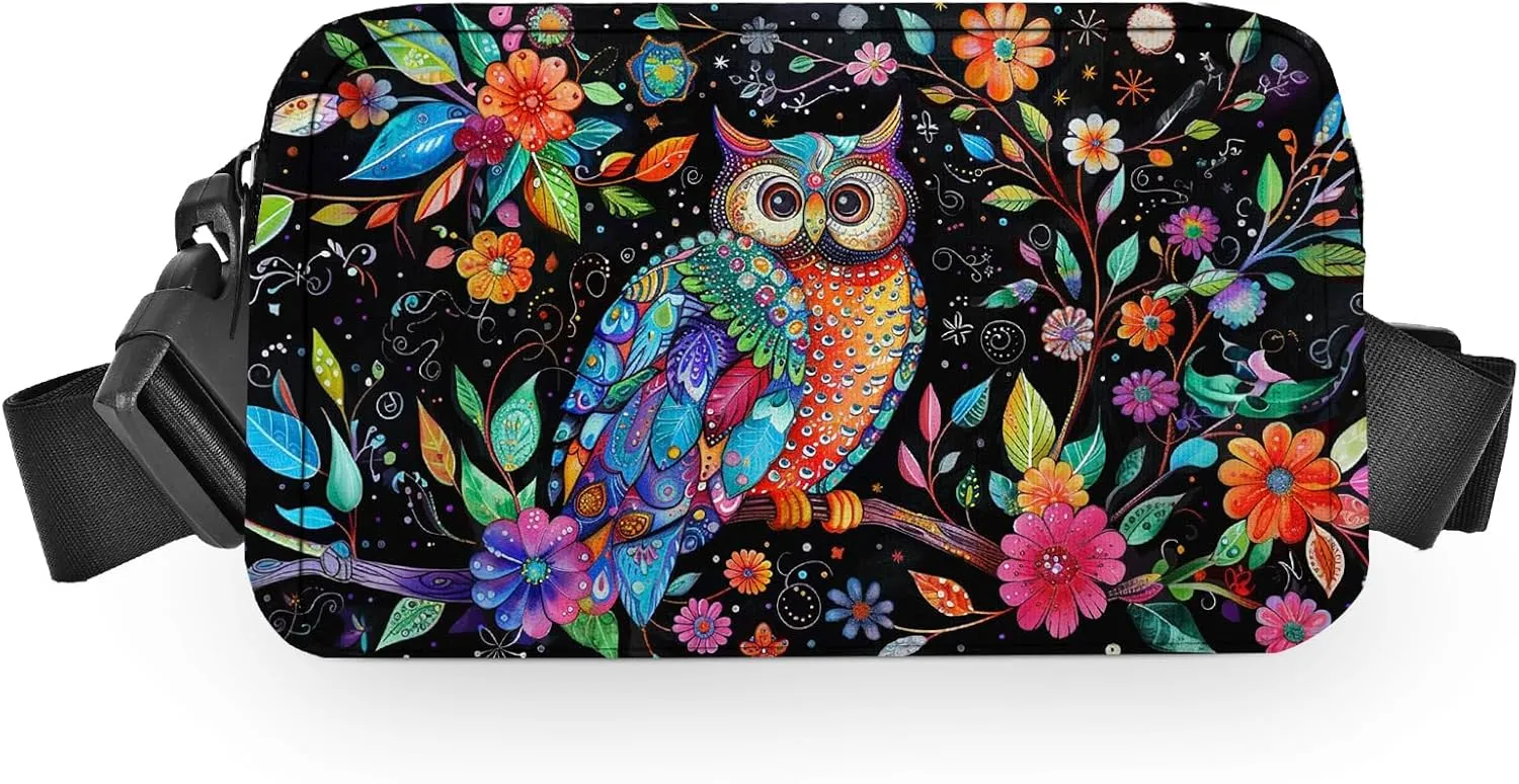 Owl Fanny Pack for Women Men Belt Bag Waterproof Waist Bags With Adjustable Straps Phone Purse Wallet Presents for Travel Sports Workout