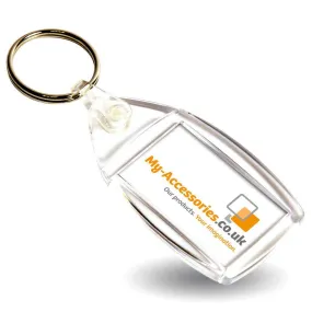 P6 Rectangular Blank Plastic Photo Insert Keyring - 35 x 24mm - Pack of 50