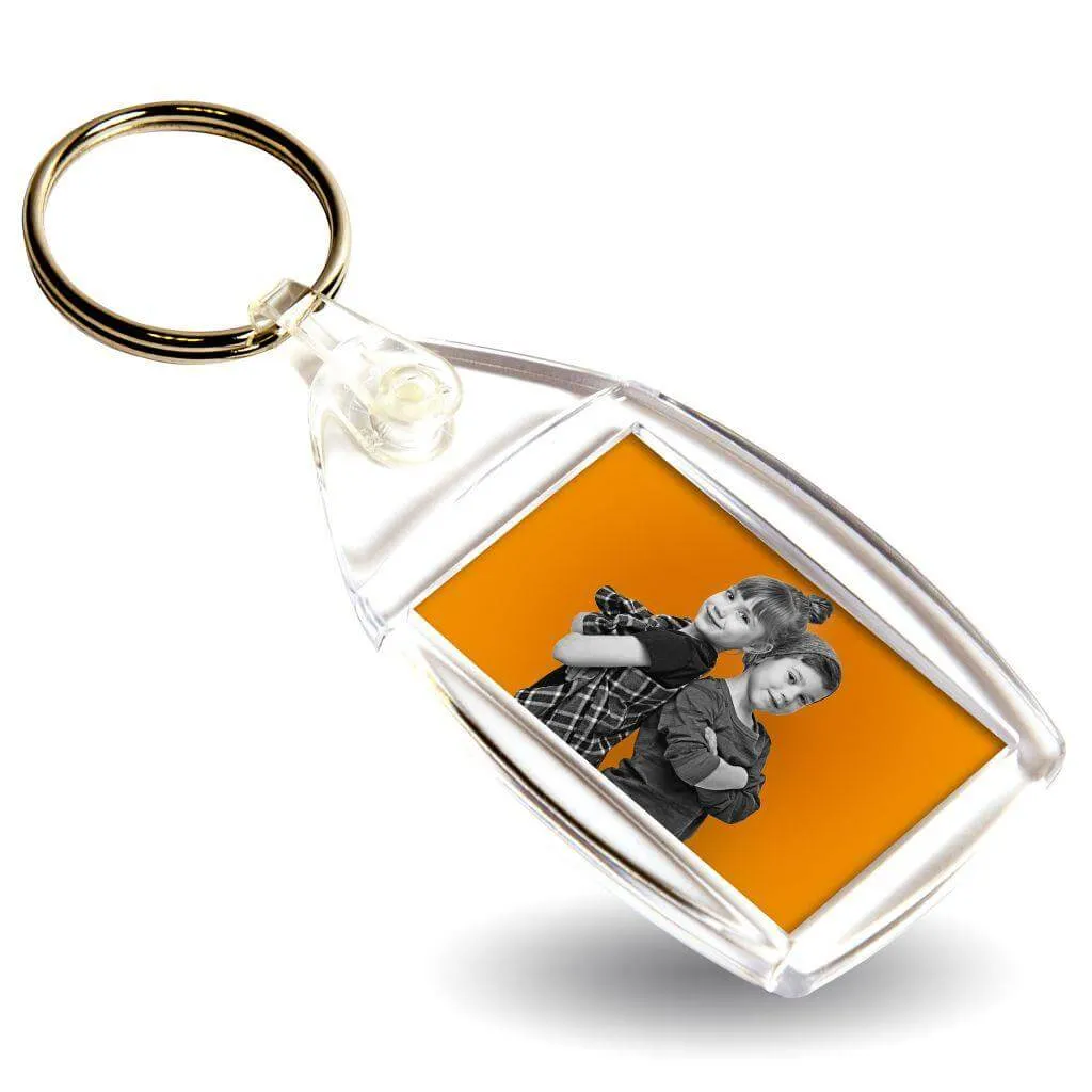P6 Rectangular Blank Plastic Photo Insert Keyring - 35 x 24mm - Pack of 50