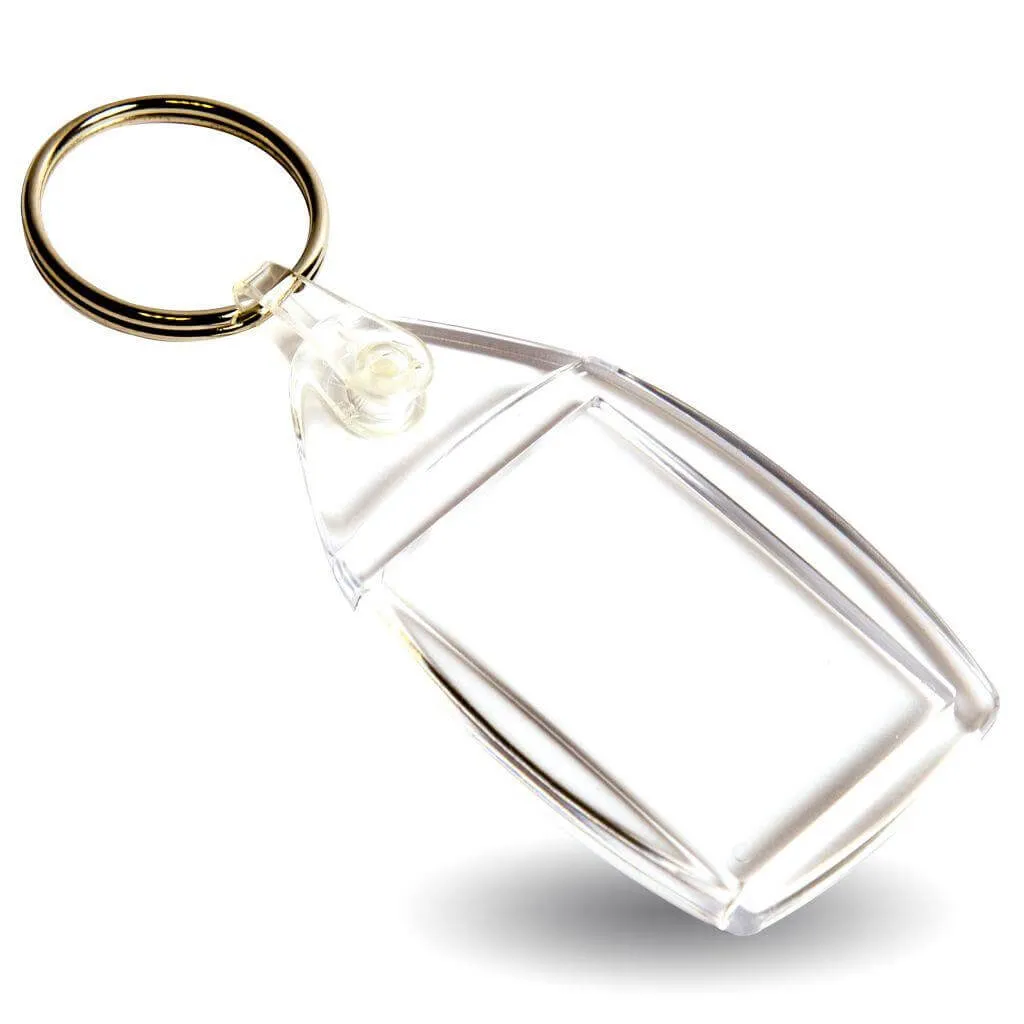P6 Rectangular Blank Plastic Photo Insert Keyring - 35 x 24mm - Pack of 50