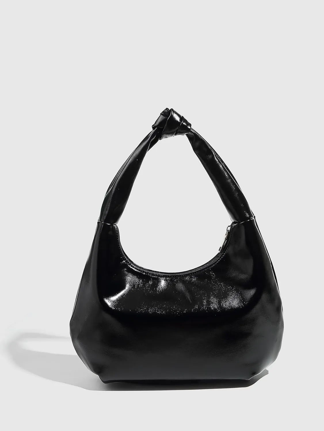 QWINEE Women's Wrinkled Shoulder Bag Zipper Cloud Hobo Handbag PU Leather Dumpling Bag Purse Clutch Casual Underarm Purse