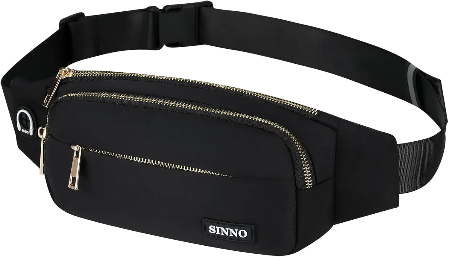 SINNO Large Crossbody Fanny Pack for Women Men Belt Bag With 4-Zipper Pockets for Travel Running Hiking Workout Dog Walking Outdoors Sport Fishing Waist Pack Bag Carrying All Phones