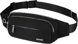 SINNO Large Crossbody Fanny Pack for Women Men Belt Bag With 4-Zipper Pockets for Travel Running Hiking Workout Dog Walking Outdoors Sport Fishing Waist Pack Bag Carrying All Phones