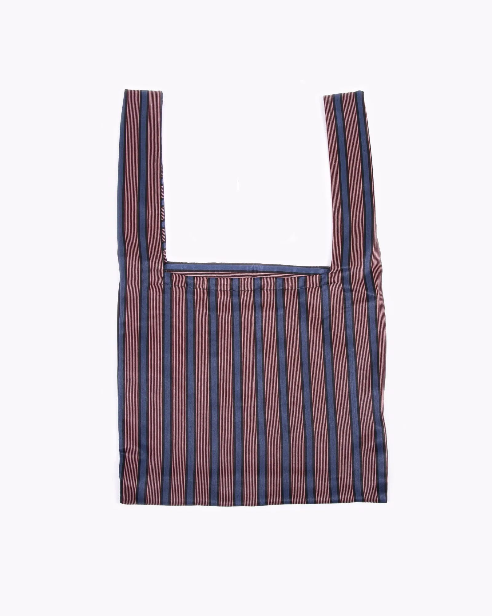Stripe Rayon Market Tote - Navy W