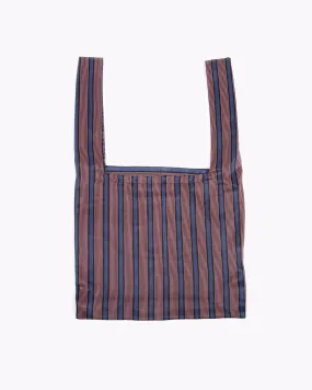 Stripe Rayon Market Tote - Navy W