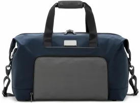TUMI Alpha Double Expansion Travel Satchel - Business Duffel Bag for Men & Women - Weekend Travel Bag with Shoulder Strap - Navy/Grey