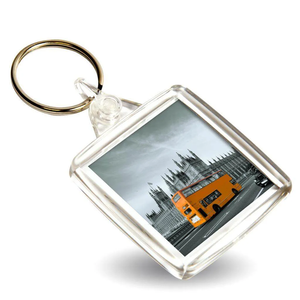 U202 Square Blank Plastic Photo Insert Keyring - 38mm - Pack of 50