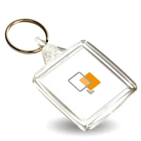U202 Square Blank Plastic Photo Insert Keyring - 38mm - Pack of 50
