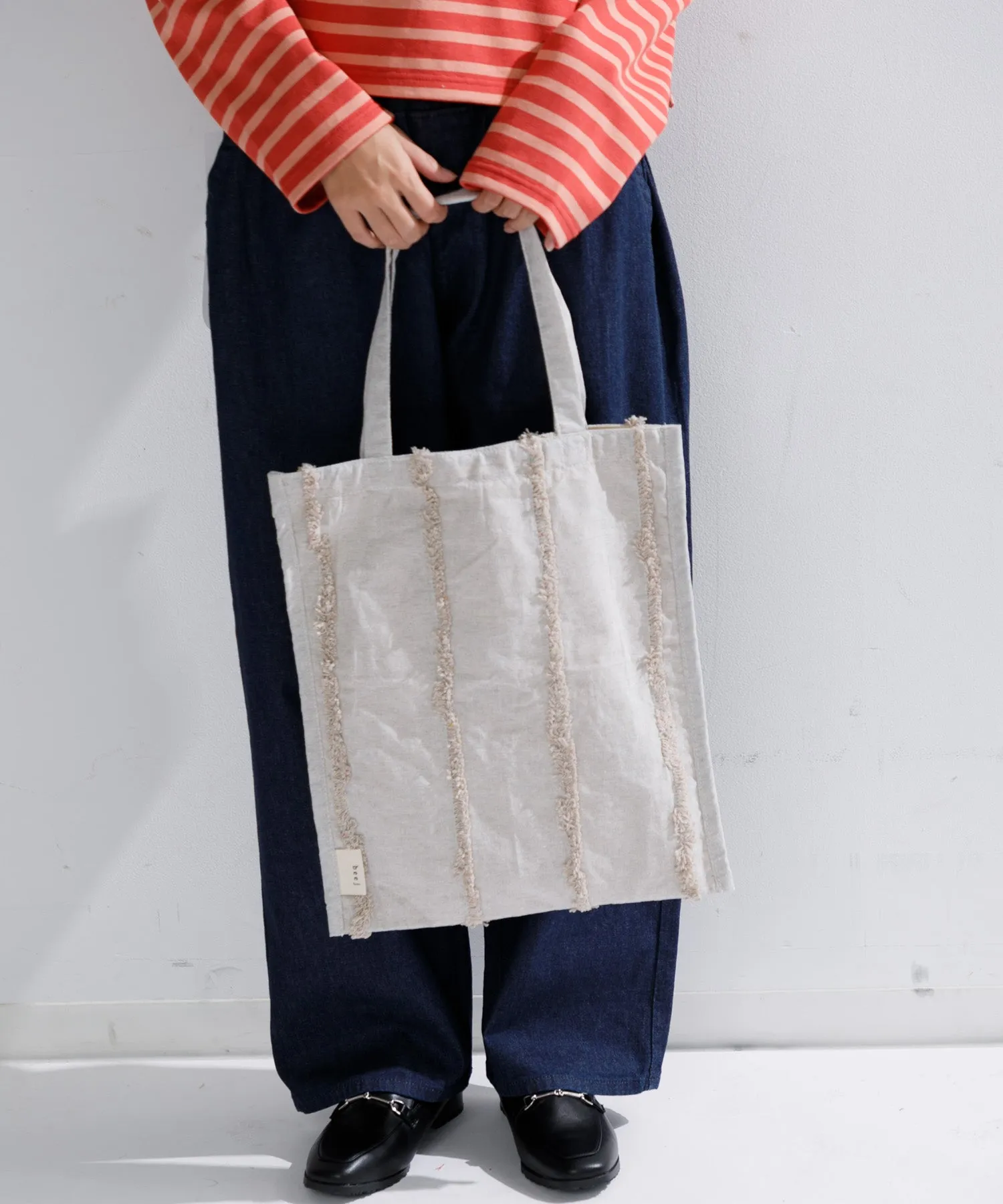 【WOMEN】beej Book bag-tuft stripe