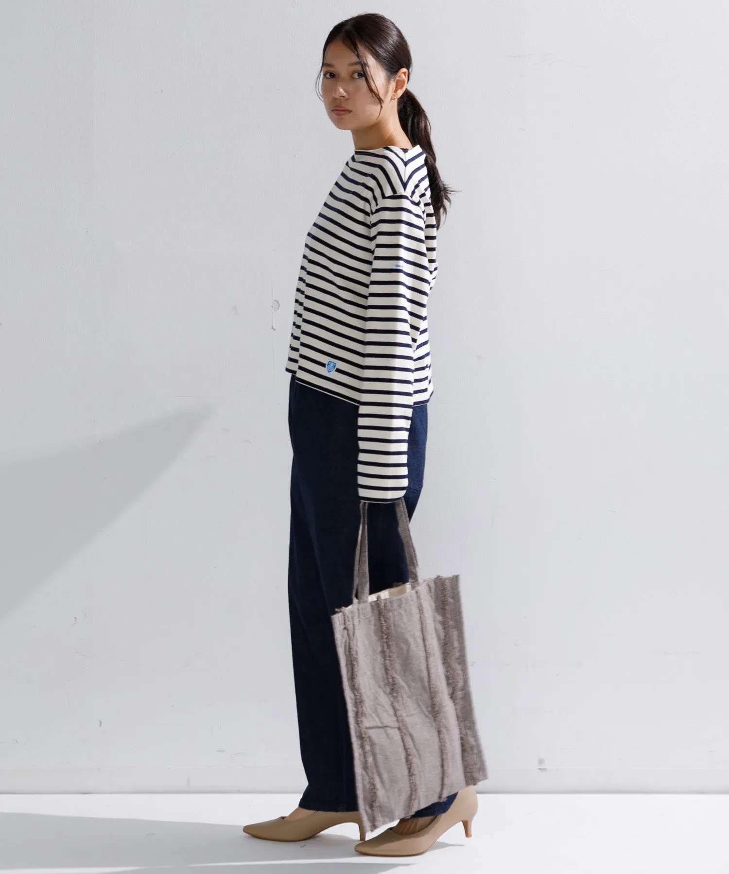 【WOMEN】beej Book bag-tuft stripe