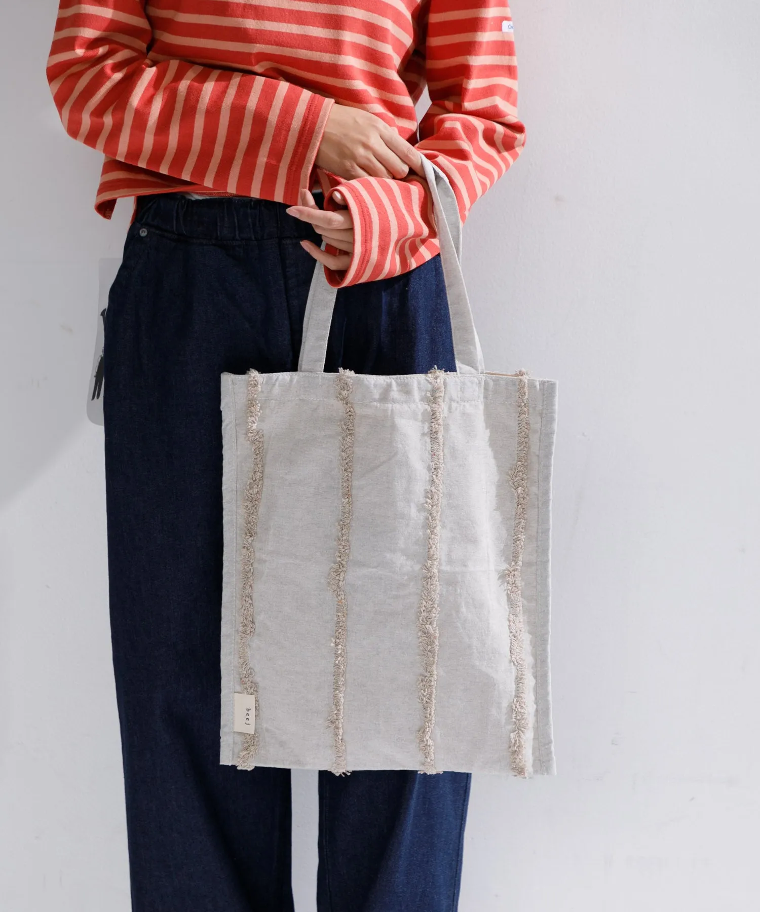 【WOMEN】beej Book bag-tuft stripe