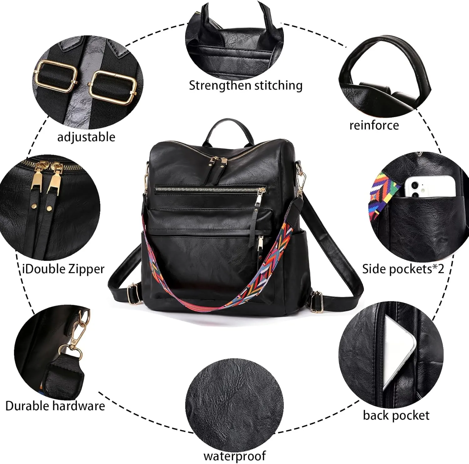 Women's Fashion Backpack Purse for Women Leather Multipurpose Design Ladies Shoulder Bag Travel bag Satchel Handbags