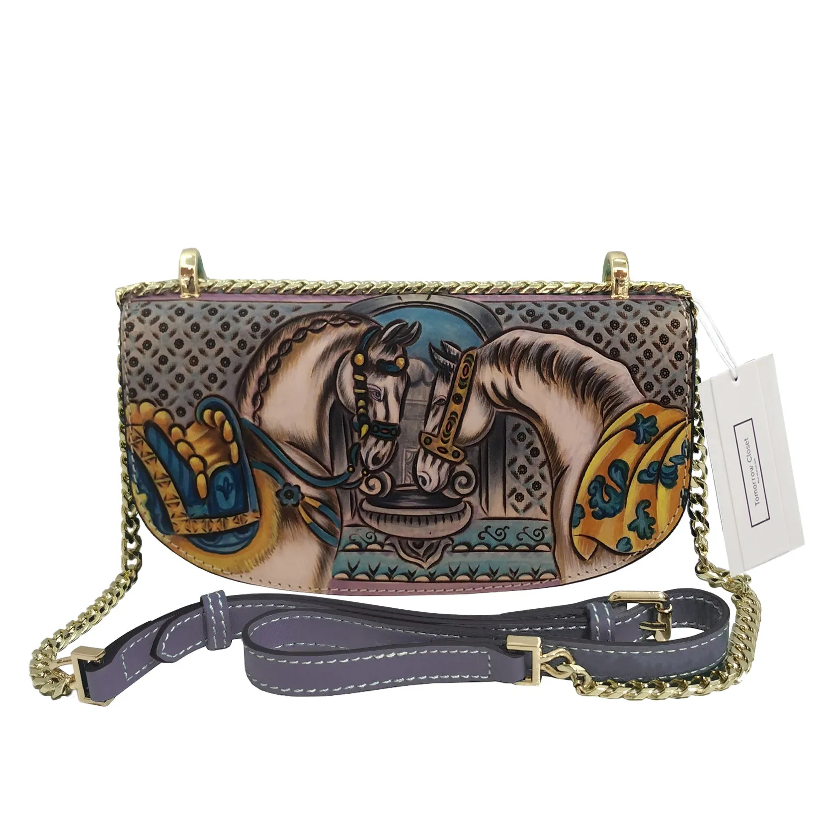 Women's genuine cowhide leather engraved mini bag Edgar V2 design
