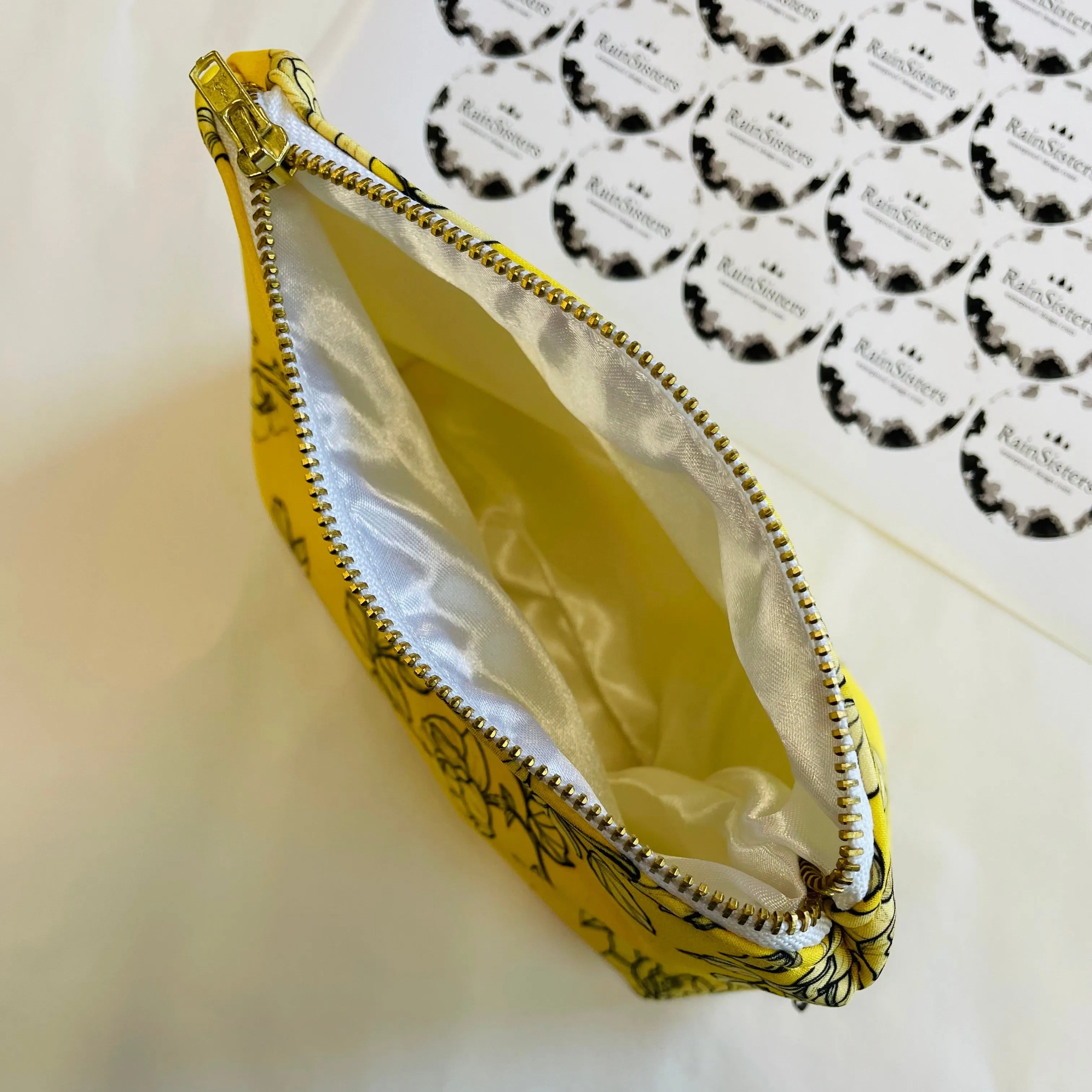 Yellow Floral Makeup Bag | Wild Rose